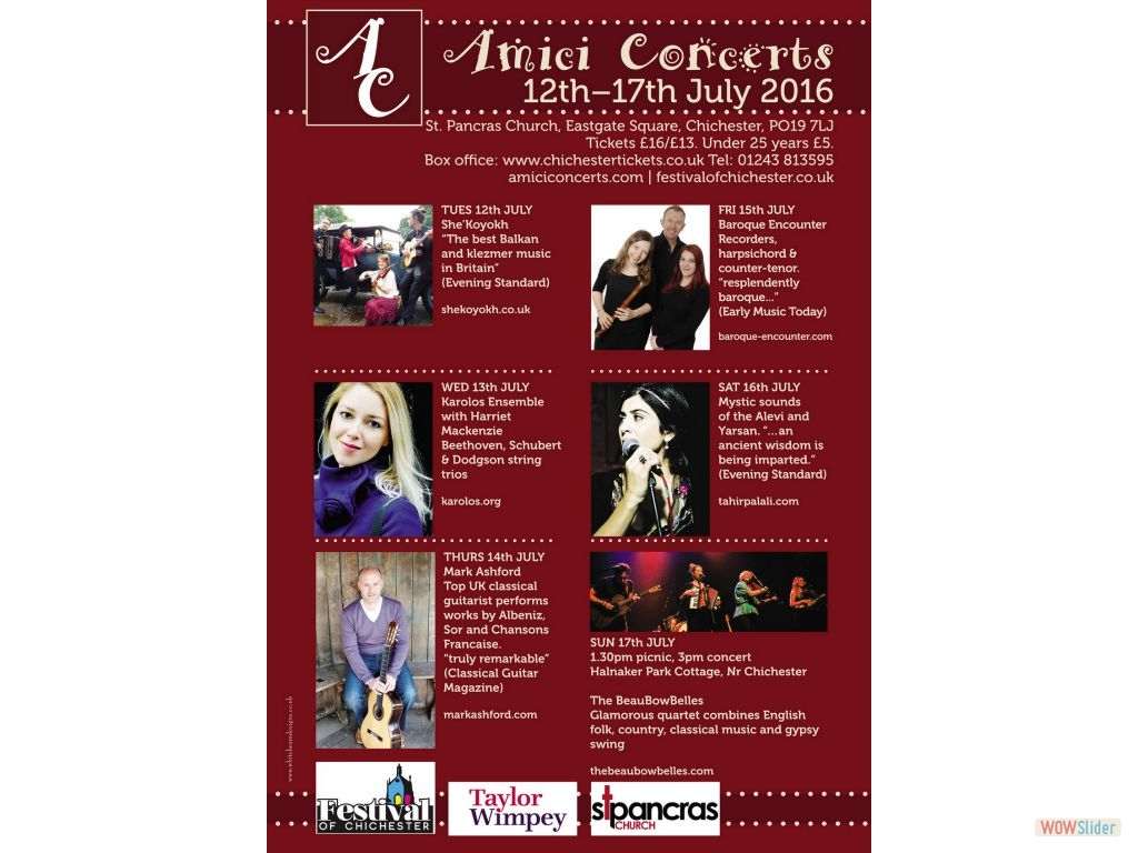 Amici Concerts Poster 2016