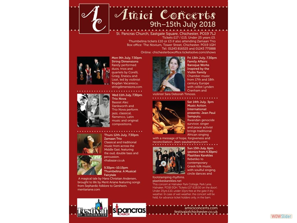 Amici Concerts Poster 2018